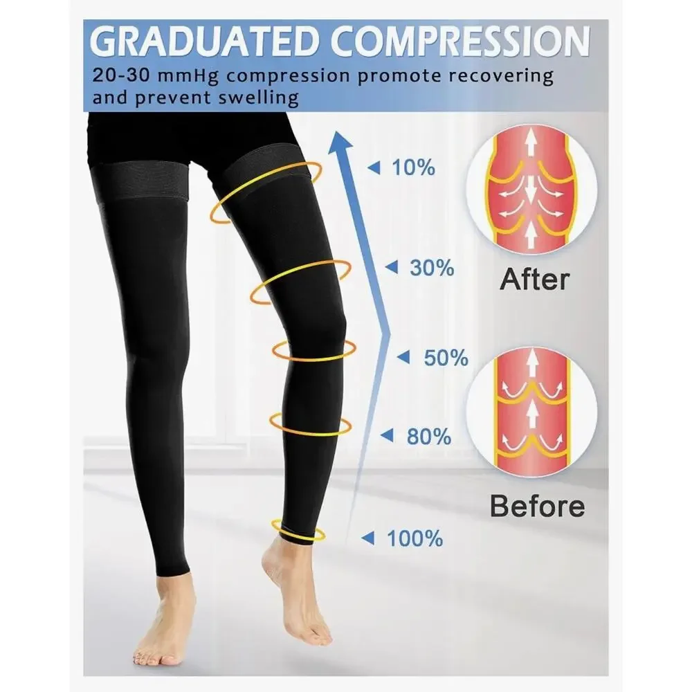 Ailaka unisex Medical Compression Stockings Thigh High Footless 20-30mmHg Socks